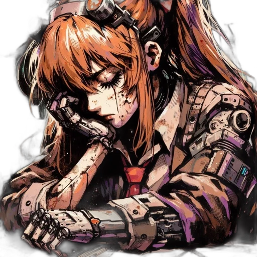 face, weapon, cyberpunk, comic book art transparent PNG cut-out