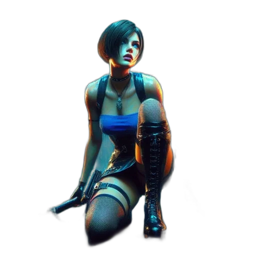 weapon, face, dress, cyberpunk transparent PNG cut-out