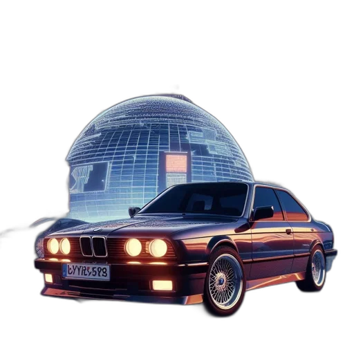 car, robot, vaporwave, concept art transparent PNG cut-out