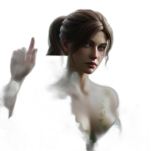 face, dress, staff, weapon transparent PNG cut-out