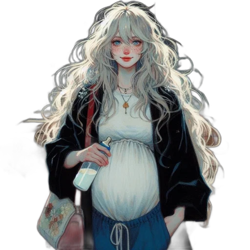 dress, dragon, jacket, staff transparent PNG cut-out
