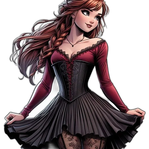 dress, fantasy art, comic book art, cartoon transparent PNG cut-out