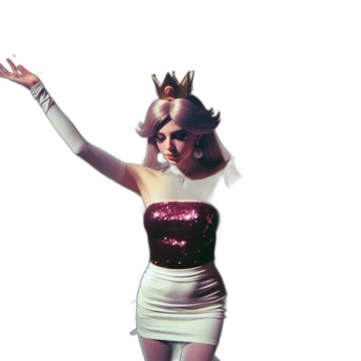 dress, crown, vaporwave, 3d render transparent PNG cut-out