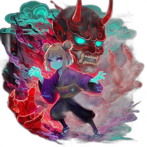 dragon, mask, creature, staff transparent PNG cut-out