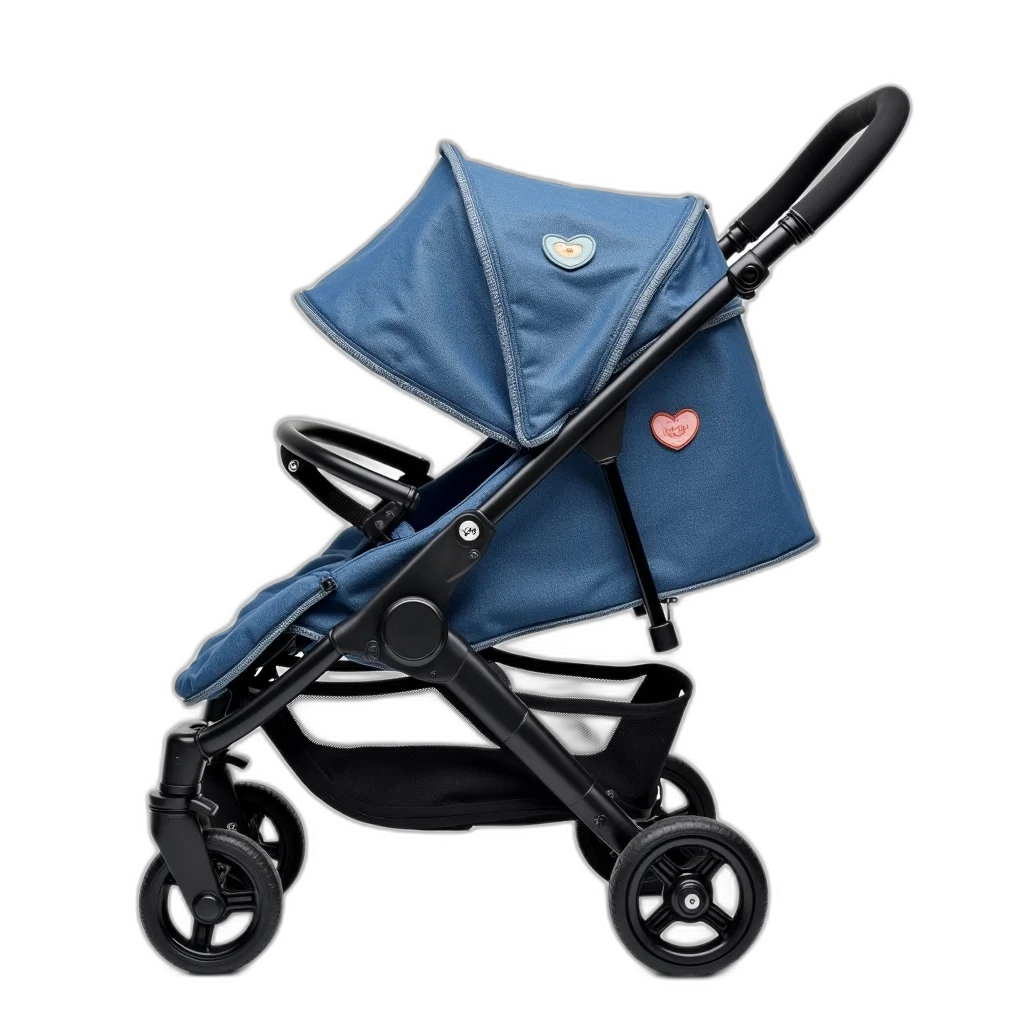 blue, denim, stroller, heart-shaped transparent PNG cut-out