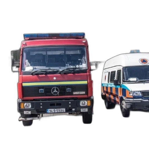 red, fire, truck, mercedes transparent PNG cut-out