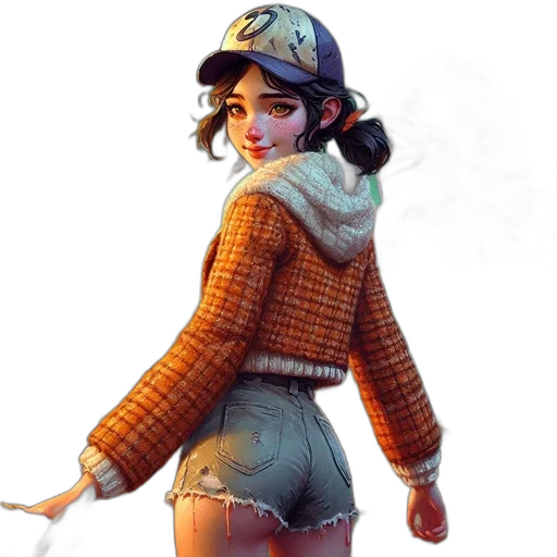 jacket, hat, staff, weapon transparent PNG cut-out