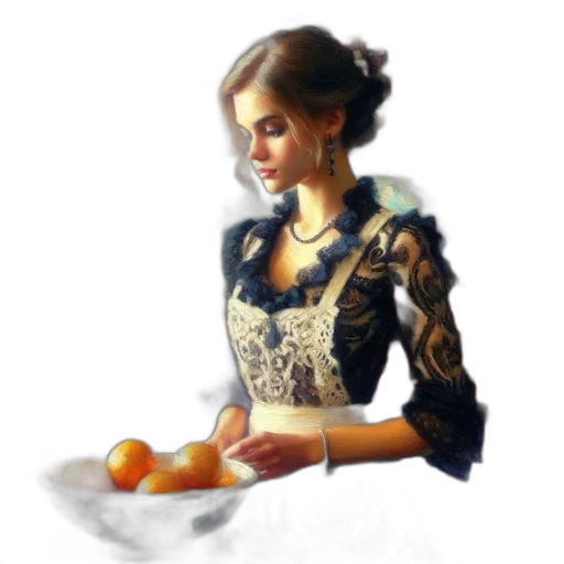 dress, food, jewelry, staff transparent PNG cut-out