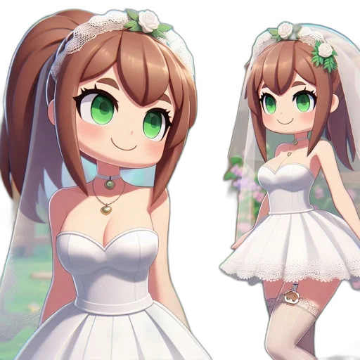 dress, crown, robot, 3d render transparent PNG cut-out