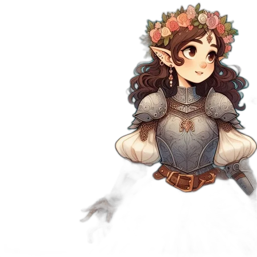 crown, dress, flower, staff transparent PNG cut-out