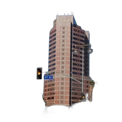 building, face, robot, 3d render transparent PNG cut-out