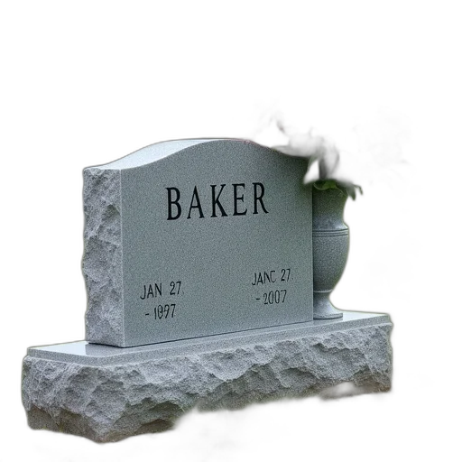 3d render, headstone, name, baker transparent PNG cut-out