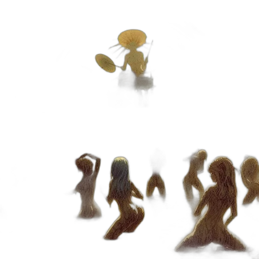 creature, staff, hair, robot transparent PNG cut-out