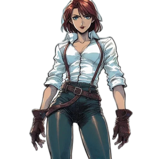 weapon, staff, jacket, comic book art transparent PNG cut-out