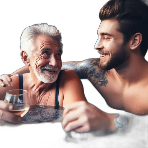 photorealistic, two, men, enjoy transparent PNG cut-out