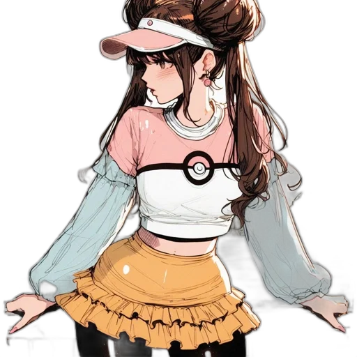dress, hat, staff, hair transparent PNG cut-out
