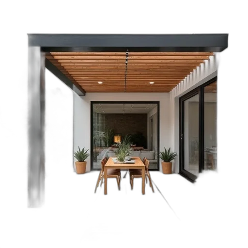 furniture, building, umbrella, 3d render transparent PNG cut-out