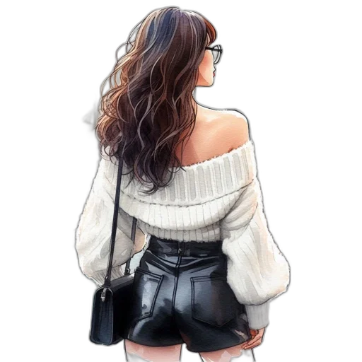 jacket, dress, hair, face transparent PNG cut-out