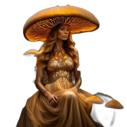 dress, hat, umbrella, staff transparent PNG cut-out