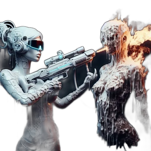 robot, weapon, concept art, cyberpunk transparent PNG cut-out