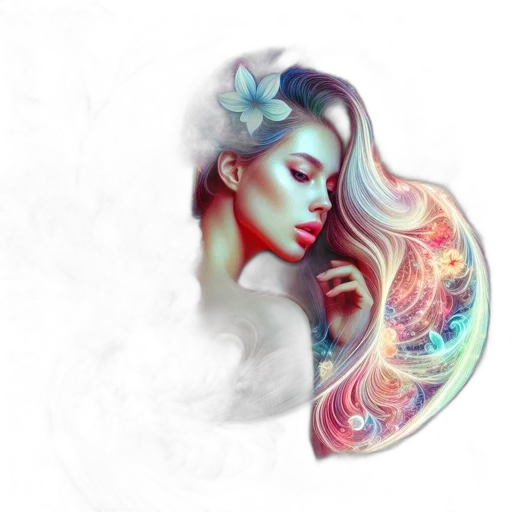 face, mask, flower, hair transparent PNG cut-out