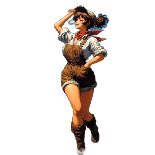 dress, staff, weapon, hat transparent PNG cut-out