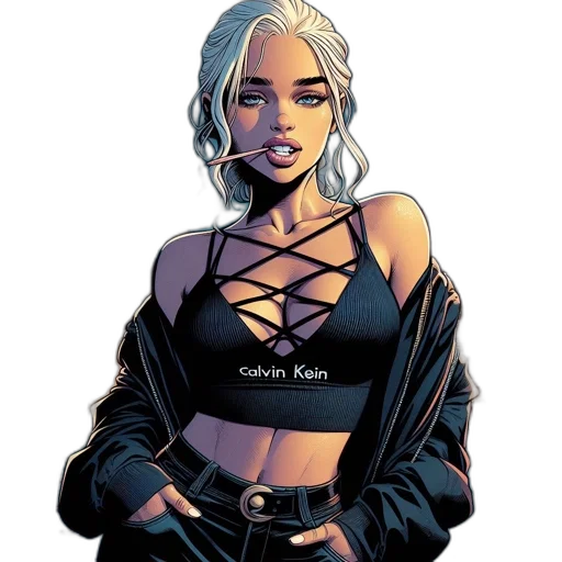 jacket, jewelry, dress, comic book art transparent PNG cut-out