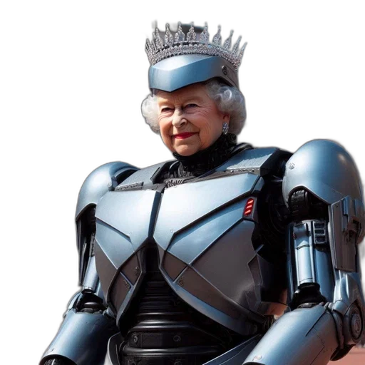 robot, crown, elderly, woman transparent PNG cut-out