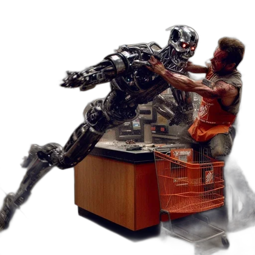 robot, concept art, 3d render, cyberpunk transparent PNG cut-out