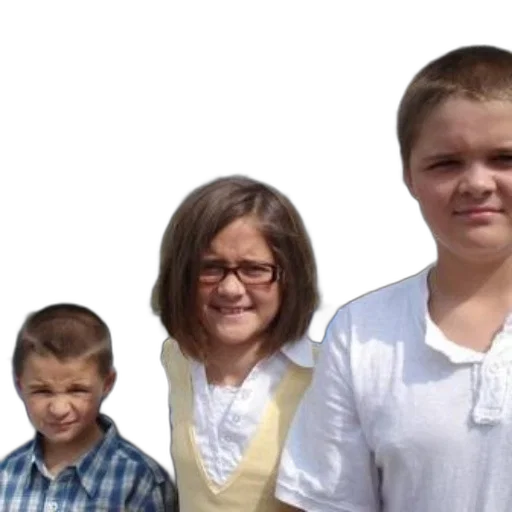 three, children, pose, photo transparent PNG cut-out