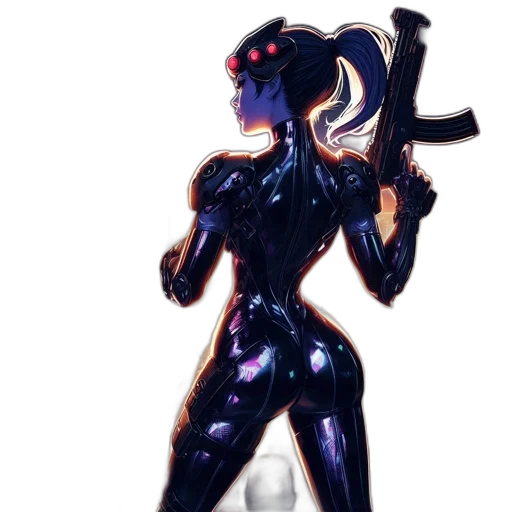 robot, weapon, concept art, cyberpunk transparent PNG cut-out