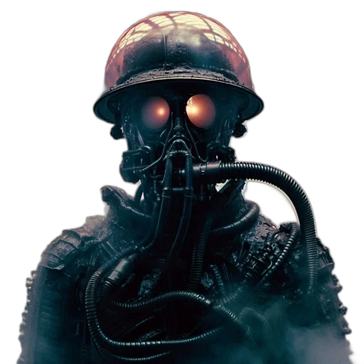 robot, mask, weapon, staff transparent PNG cut-out
