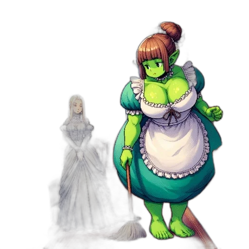 dress, creature, staff, concept art transparent PNG cut-out