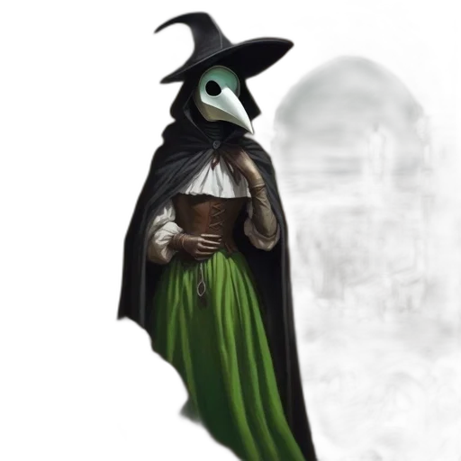 mask, dress, staff, creature transparent PNG cut-out