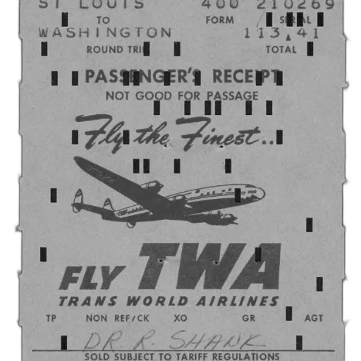 vintage, twa, airline, ticket transparent PNG cut-out