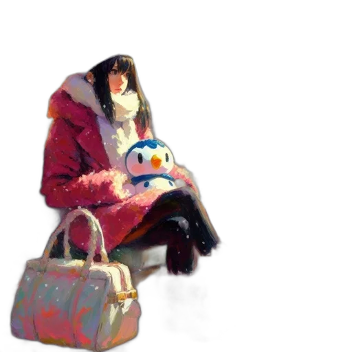jacket, umbrella, face, photorealistic transparent PNG cut-out