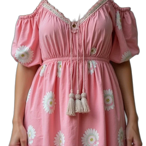 dress, photorealistic, pink, daisy transparent PNG cut-out