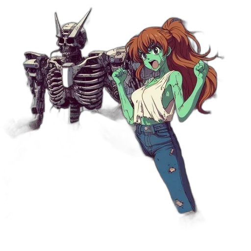robot, creature, weapon, staff transparent PNG cut-out
