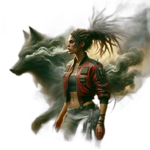 jacket, concept art, fantasy art, cyberpunk transparent PNG cut-out