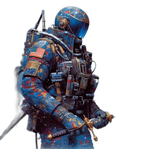 weapon, robot, jacket, concept art transparent PNG cut-out
