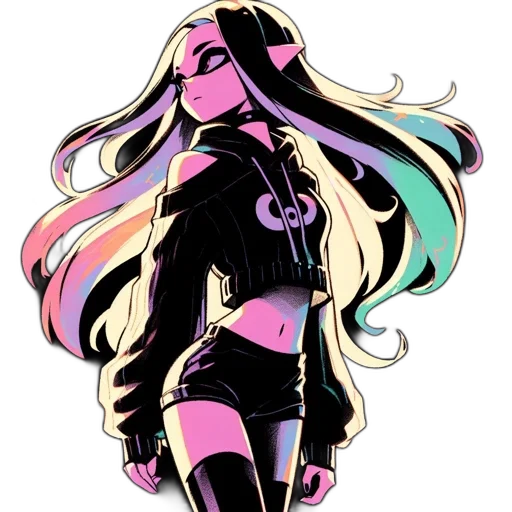 hair, jacket, dress, concept art transparent PNG cut-out