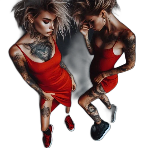 hair, dress, shoes, concept art transparent PNG cut-out