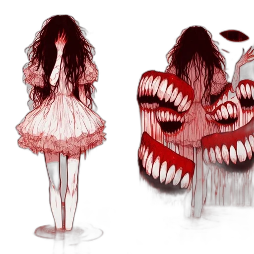 creature, mask, dress, hair transparent PNG cut-out