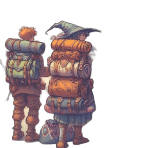 jacket, staff, hat, weapon transparent PNG cut-out