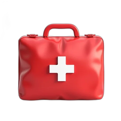 3d render, red, emergency, bag transparent PNG cut-out