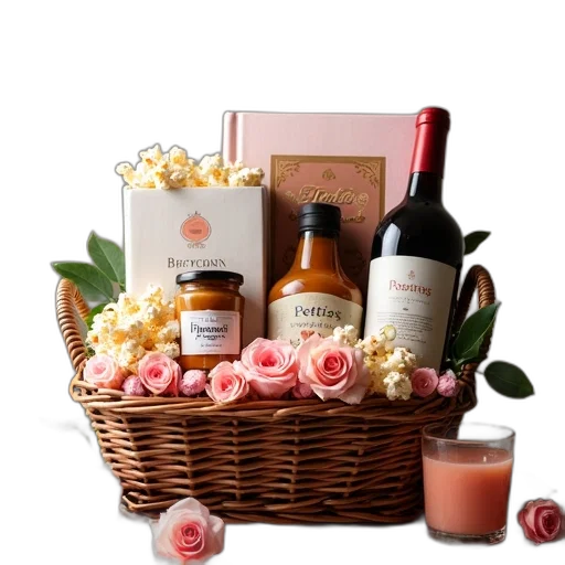 food, gift, basket, filled transparent PNG cut-out