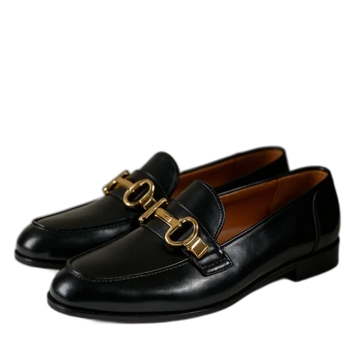 shoes, photorealistic, pair, black transparent PNG cut-out