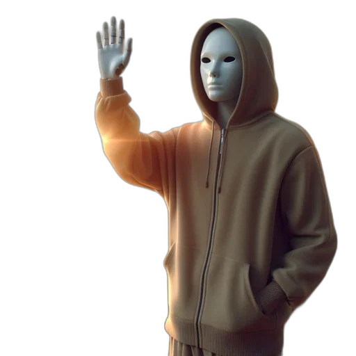jacket, mask, staff, creature transparent PNG cut-out