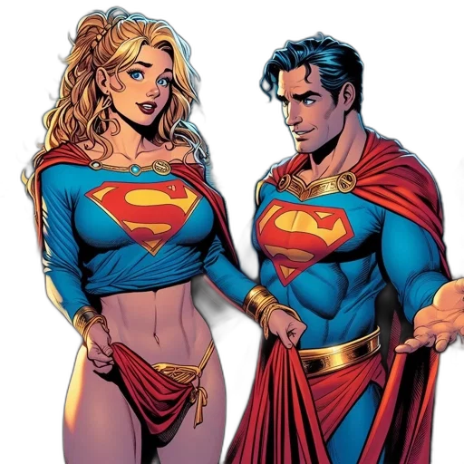 comic book art, concept art, two, superheroes transparent PNG cut-out