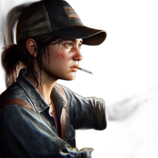 hat, jacket, face, weapon transparent PNG cut-out